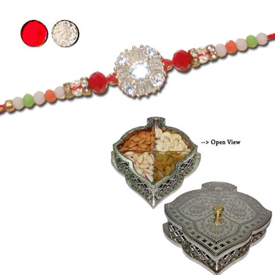 "RAKHIS -AD 4580 A (Single Rakhi), Dry Fruit Box - code DFB4000 - Click here to View more details about this Product